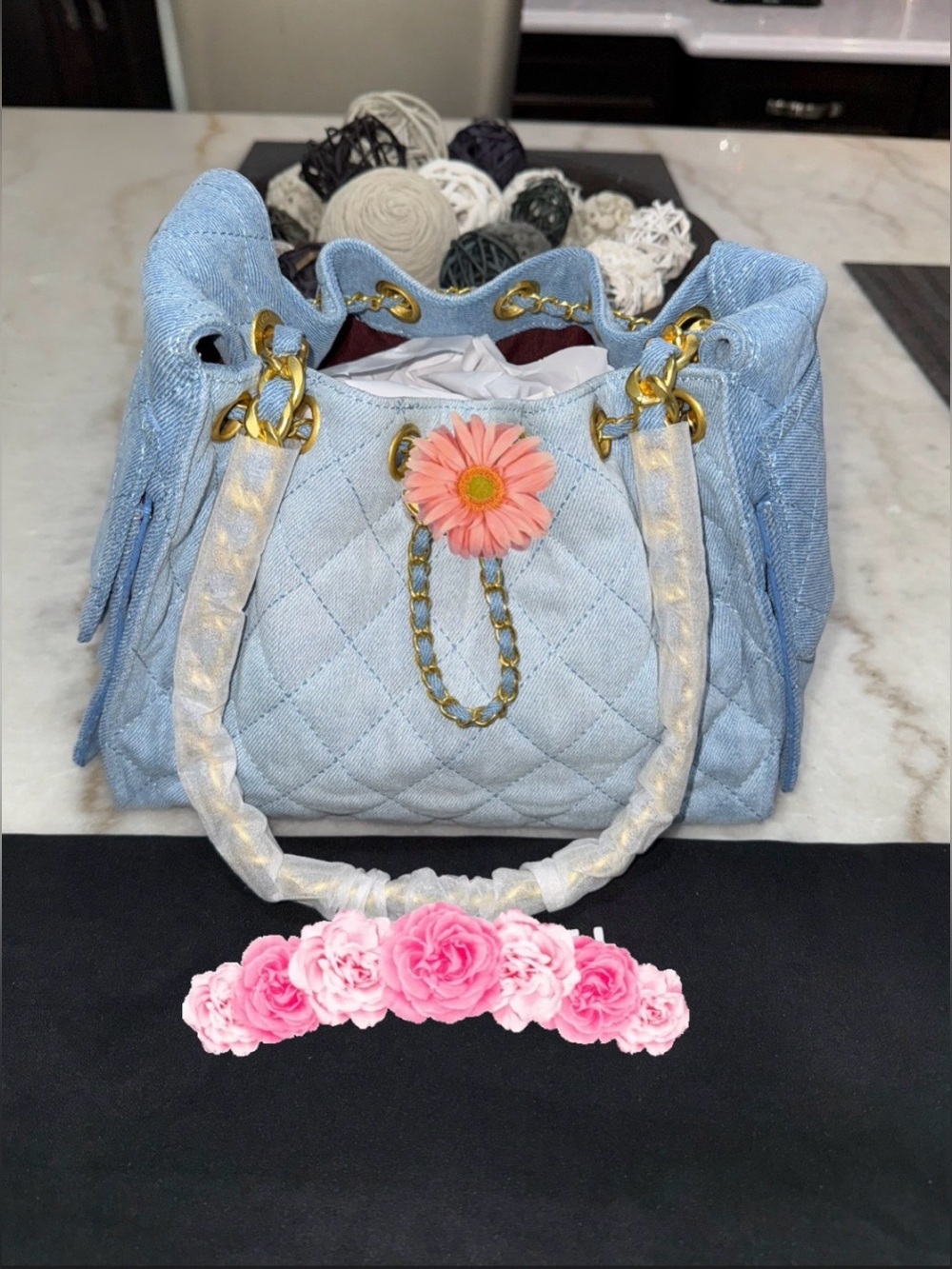C denim shoulder bag